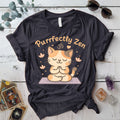 Purrfectly Zen T-Shirt Mockup Dark Heather Grey