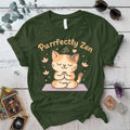 Purrfectly Zen T-Shirt Mockup Military Green