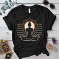 Radiant Lotus Pose T-Shirt Mockup Black