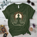 Radiant Lotus Pose T-Shirt Mockup Military Green