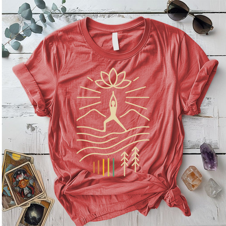 Radiant Warrior Horizon T-Shirt Mockup Coral Silk