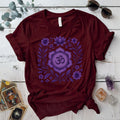 Retro Floral Crown Chakra T-Shirt Mockup Maroon