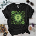 Retro Floral Heart Chakra T-Shirt Mockup Black
