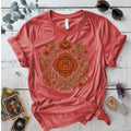 Retro Floral Root Chakra T-Shirt Mockup Coral Silk