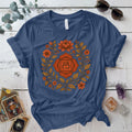 Retro Floral Root Chakra T-Shirt Mockup Indigo Blue