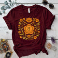 Retro Floral Sacral Chakra T-Shirt Mockup Maroon