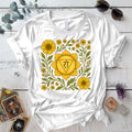 Retro Floral Solar Plexus Chakra T-Shirt Mockup White