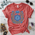 Retro Floral Throat Chakra T-Shirt Mockup Coral Silk