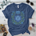 Retro Floral Throat Chakra T-Shirt Mockup Indigo Blue