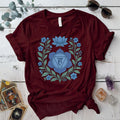 Retro Floral Throat Chakra T-Shirt Mockup Maroon