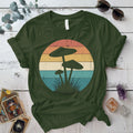 Retro Mushrooms T-Shirt Mockup Military Green