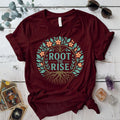 Root to Rise T-Shirt Mockup maroon