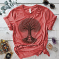 Rooted in Stillness Tree T-Shirt Mockup Coral Silk