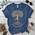 Rooted and Radiant Light T-Shirt Mockup indigo-blue