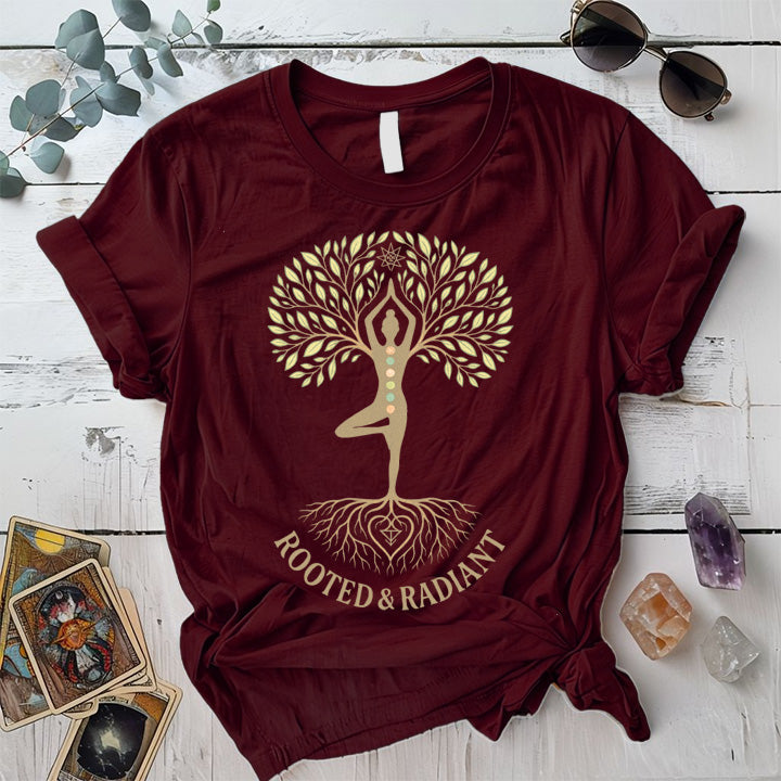 Rooted and Radiant Light T-Shirt Mockup maroon