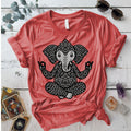Sacred Elephant Meditation T-Shirt Mockup Coral Silk