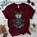 Sacred Fox Meditation T-Shirt Mockup Maroon