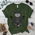 Sacred Fox Meditation T-Shirt Mockup Military Green