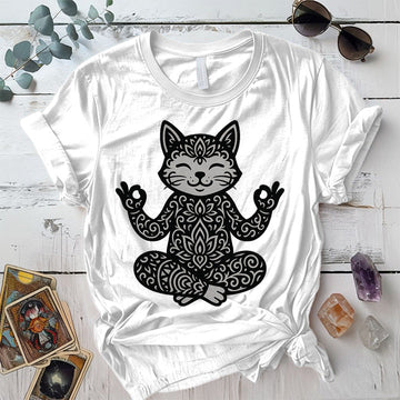 Sacred Fox Meditation T-Shirt Mockup White