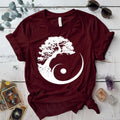 Sacred Grove of Stillness T-Shirt Mockup Maroon