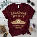 Savasana Society T-Shirt Mockup Maroon