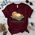 Savasnore Sloth T-Shirt Mockup Maroon