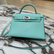 Hermes 2026 Mini Kelly Bag 20cm Light Turquoise Epsom Leather
