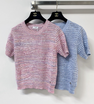Chanel 2026 Hollow-Out Crew Neck Knit Short Sleeve Wool 178762
