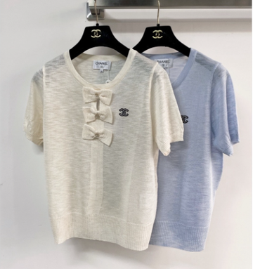 Chanel 2026 Bow Knit Short-sleeved Top Wool 364820