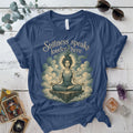 Stillness Speaks Louder Here T-Shirt Mockup Indigo Blue