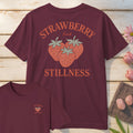 Strawberry Find Stillness T-Shirt Mockup maroon