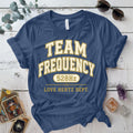 Team Frequency 528Hz T-Shirt Mockup Indigo Blue