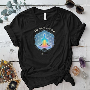 The Only Way Out Is In T-Shirt Mockup Black