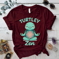 Turtley Zen T-Shirt Mockup Maroon