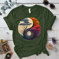 Twilight Dreamscape Yin-Yang T-Shirt Mockup Military Green