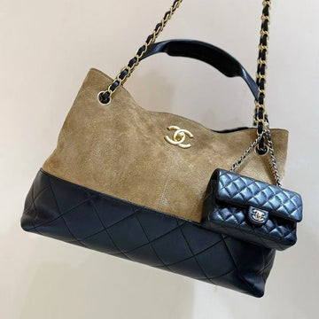 CC Tote bag Black mix Beige Suede Calfskin