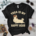 Yoga Is My Happy Hour Dog T-Shirt Mockup Black