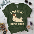 Yoga Is My Happy Hour Dog T-Shirt Mockup Military Green