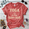 Yoga Is My Happy Hour Lotus T-Shirt Mockup Coral Silk