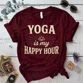 Yoga Is My Happy Hour Lotus T-Shirt Mockup Maroon