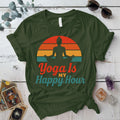 Yoga Is My Happy Hour Sunset T-Shirt Mockup Military Green