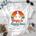 Yoga Is My Happy Hour Sunset T-Shirt Mockup White
