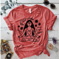 Yoga Meditation Silhouette Light T-Shirt Mockup coral-silk