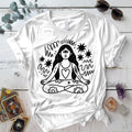 Yoga Meditation Silhouette Light T-Shirt Mockup white