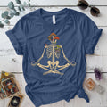 Yoga Mushroom Skeleton T-Shirt Mockup Indigo Blue