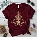 Yoga Mushroom Skeleton T-Shirt Mockup Maroon