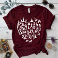 Yoga Poses Heart T-Shirt Mockup Maroon