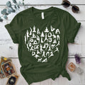 Yoga Poses Heart T-Shirt Mockup Military Green