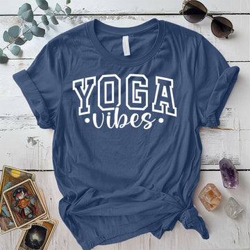 Yoga Vibes T-Shirt Mockup Indigo Blue