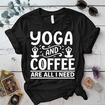 Yoga and Coffee T-Shirt Mockup black